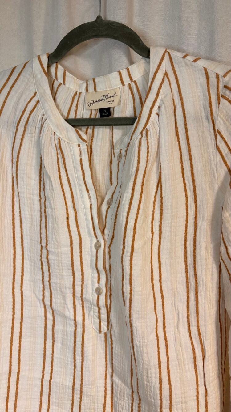 Universal Thread Goods Co Striped Cotton Gauze Blouse Small Cottagecore